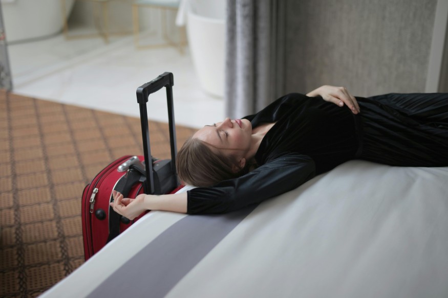 woman with jet lag