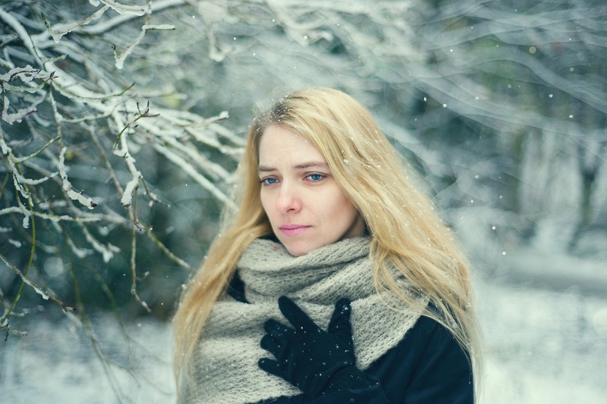 sad woman in winter