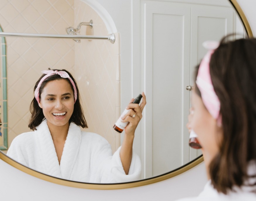 Girl in front mirror
